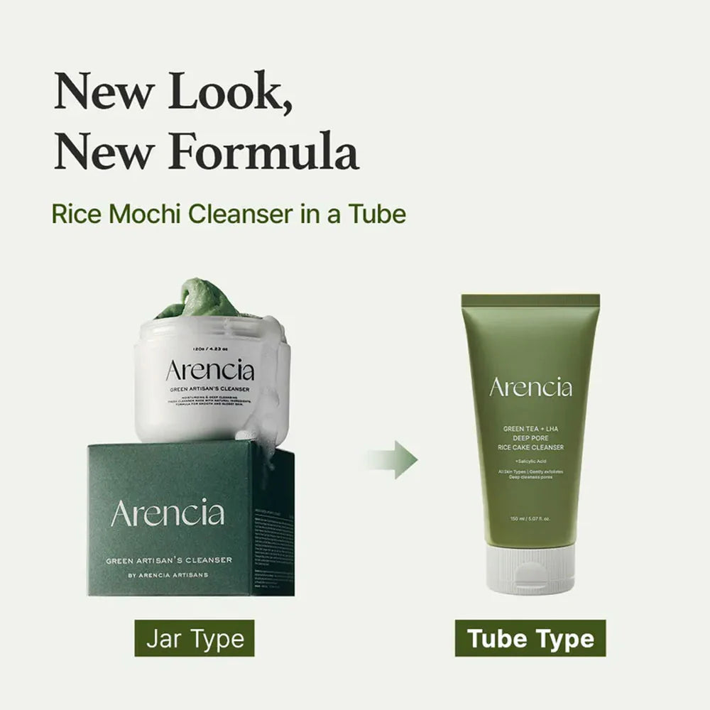 Green Tea + LHA Deep Pore Rice Cake Cleanser + Salicylic Acid 150g