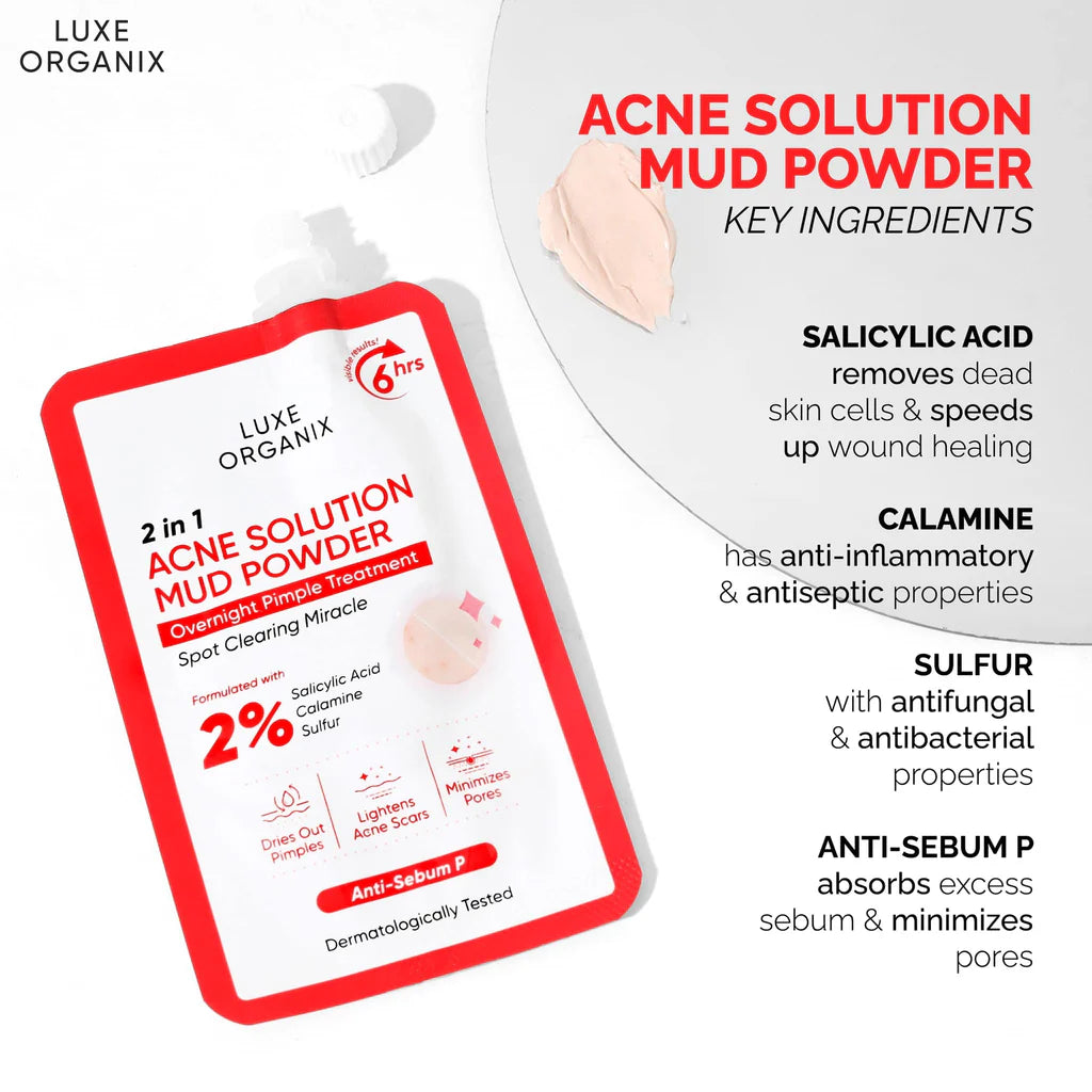2 in 1 Acne Solution Mud Powder Overnight Pimple Treatment 9g