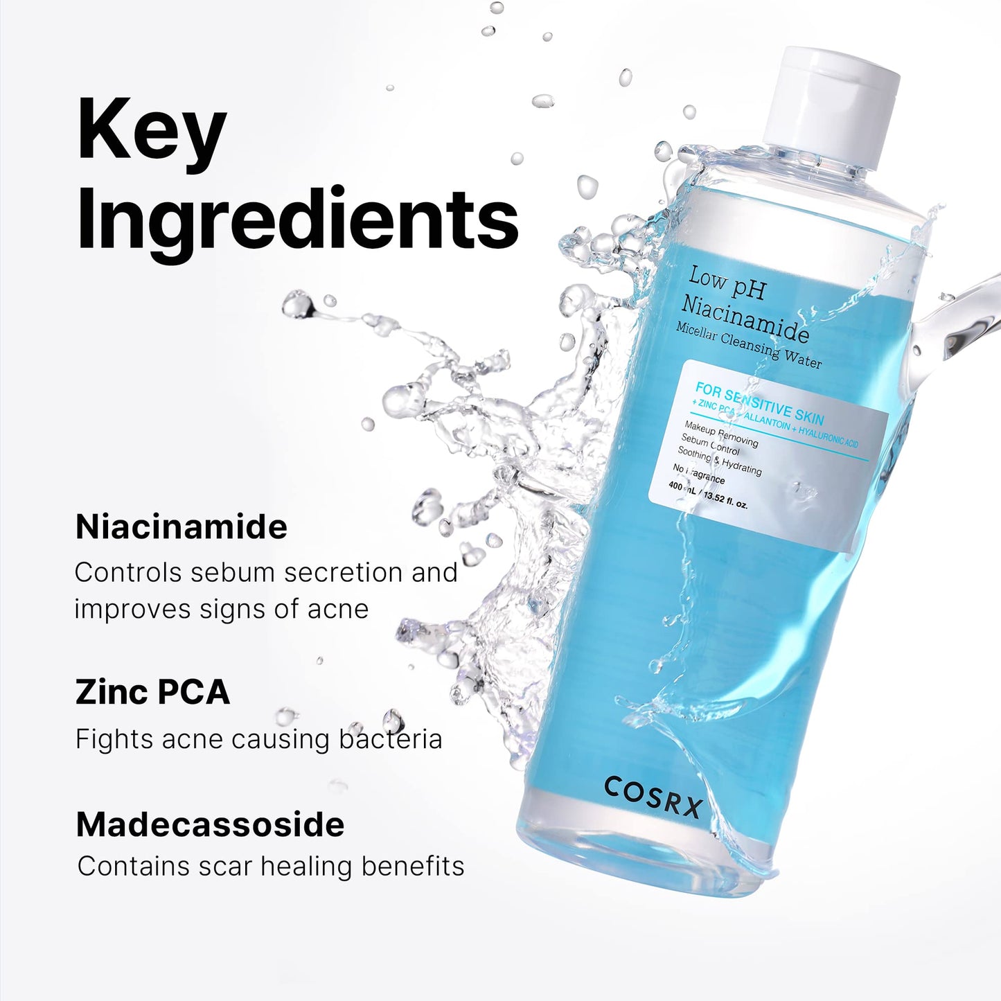 Low Ph Niacinamide Micellar Cleansing Water For Sensitive Skin 400ml