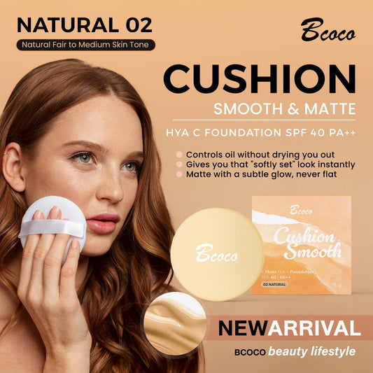 02 Natural Cushion Smooth & Matte Hya C Foundation SPF40 PA++ 15g