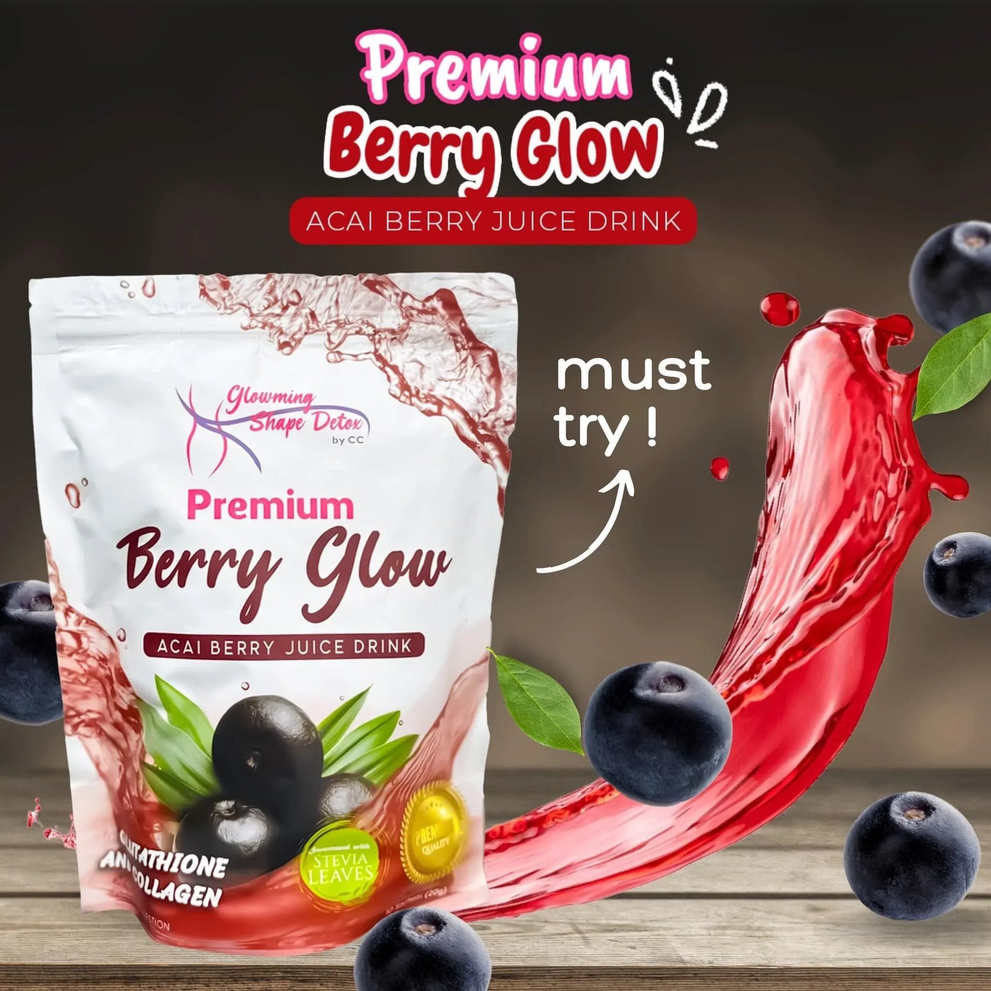 Premium Berry Glow - Acai Berry Juice Drink (10 Sachets)