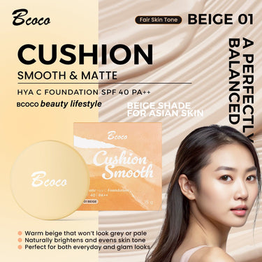 Translation missing: en.01 Beige Cushion Smooth &amp; Matte Hya C Foundation SPF40 PA++ 15g