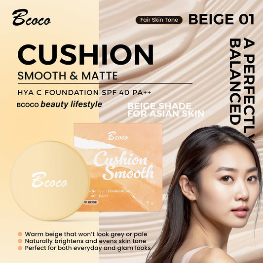 01 Beige Cushion Smooth & Matte Hya C Foundation SPF40 PA++ 15g