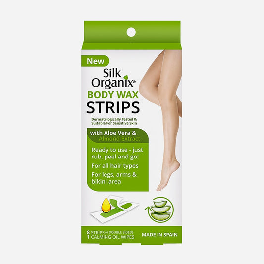 Silk Organix Body Wax Strips Aloe Vera 8 Strips (4 Double Sided)