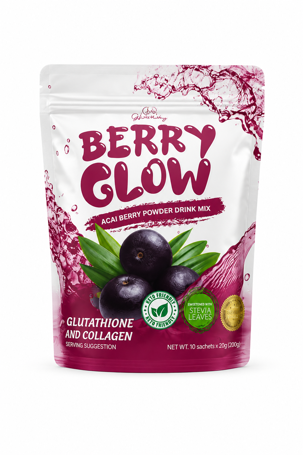 Berry Glow Acai Berry Powder Drink Mix (10 Sachets)