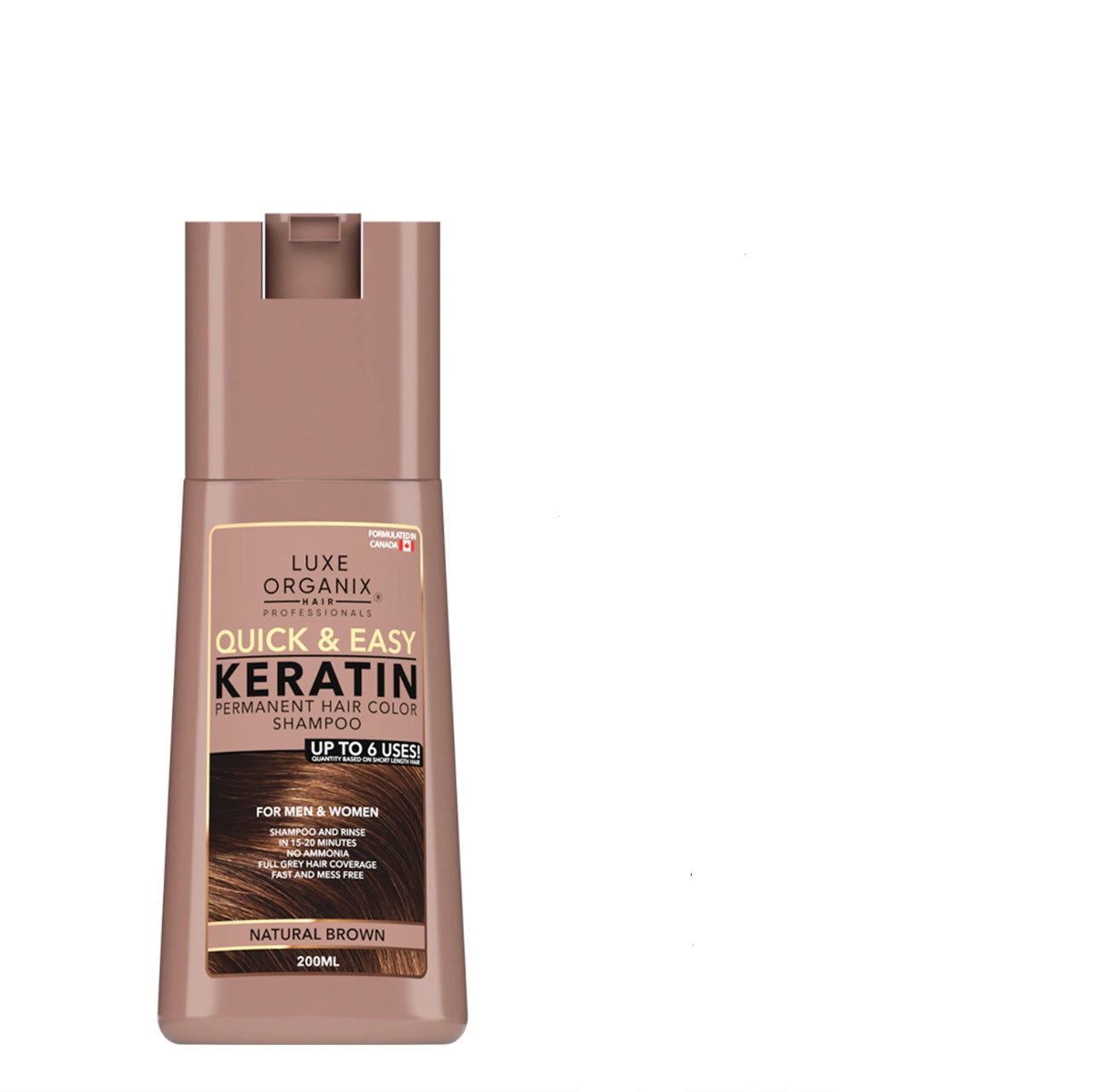 Keratin Permanent Hair Color Shampoo Natural Brown 200ml