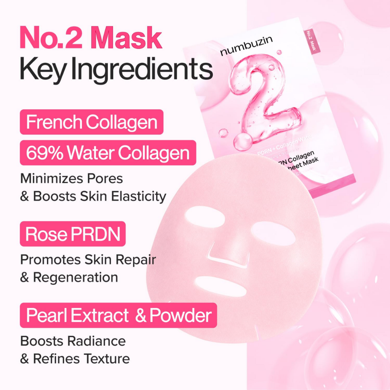 No.2 Rose PDRN Collagen Plumping Sheet Mask (5ea)