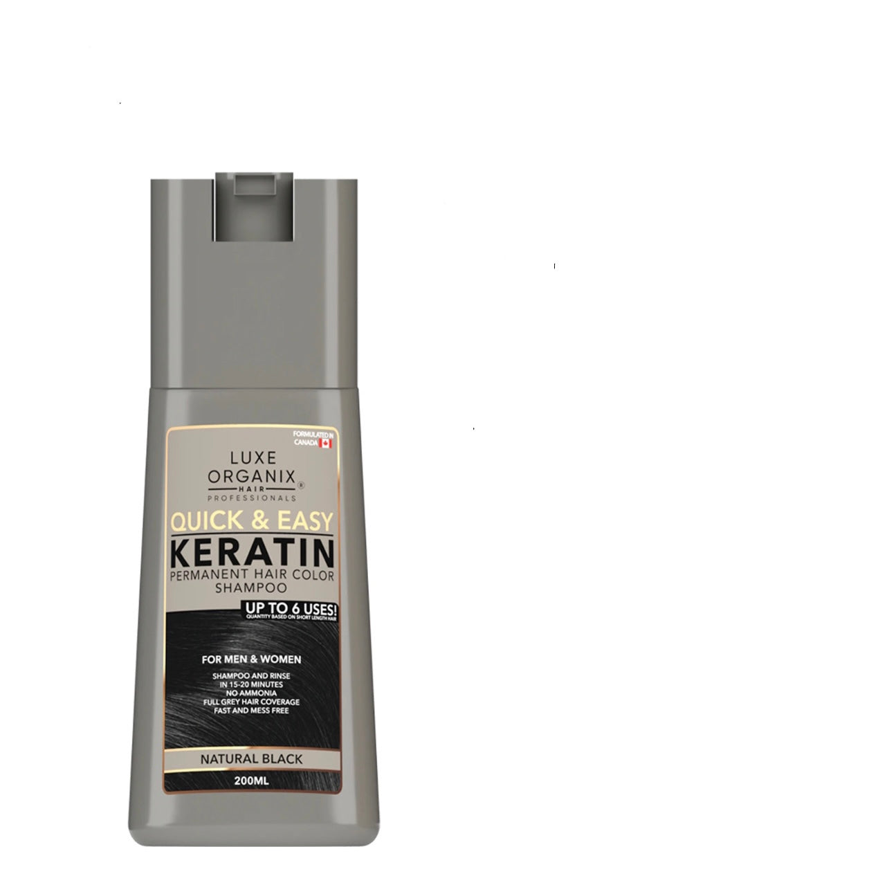 Keratin Permanent Hair Color Shampoo Natural Black 200ml