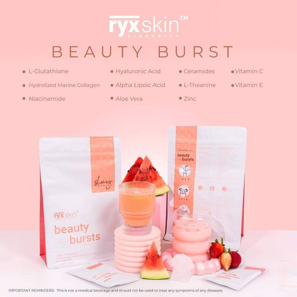 Beauty Bursts Watermelon,Strawberries And Cream Milky Powder Mix 10 Sachets (Buy 1 Get 1 Free) Expiry Date May 2025