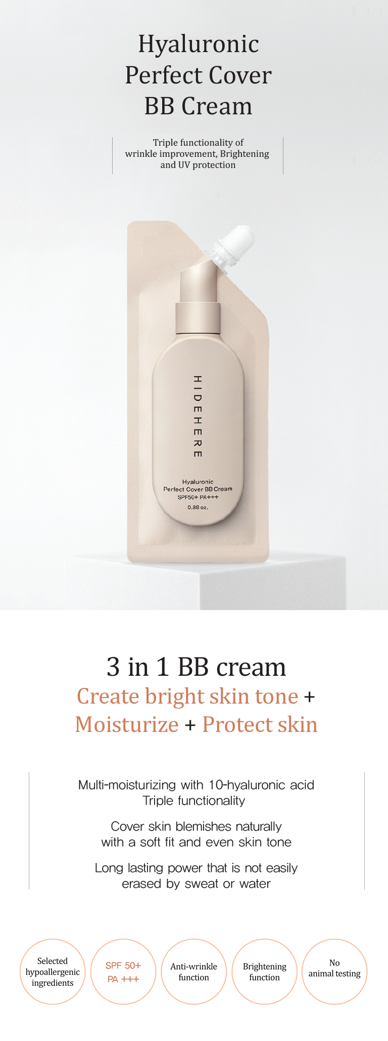 Hyaluronic Perfect Cover BB Cream SPF 50+ PA+++  25ml
