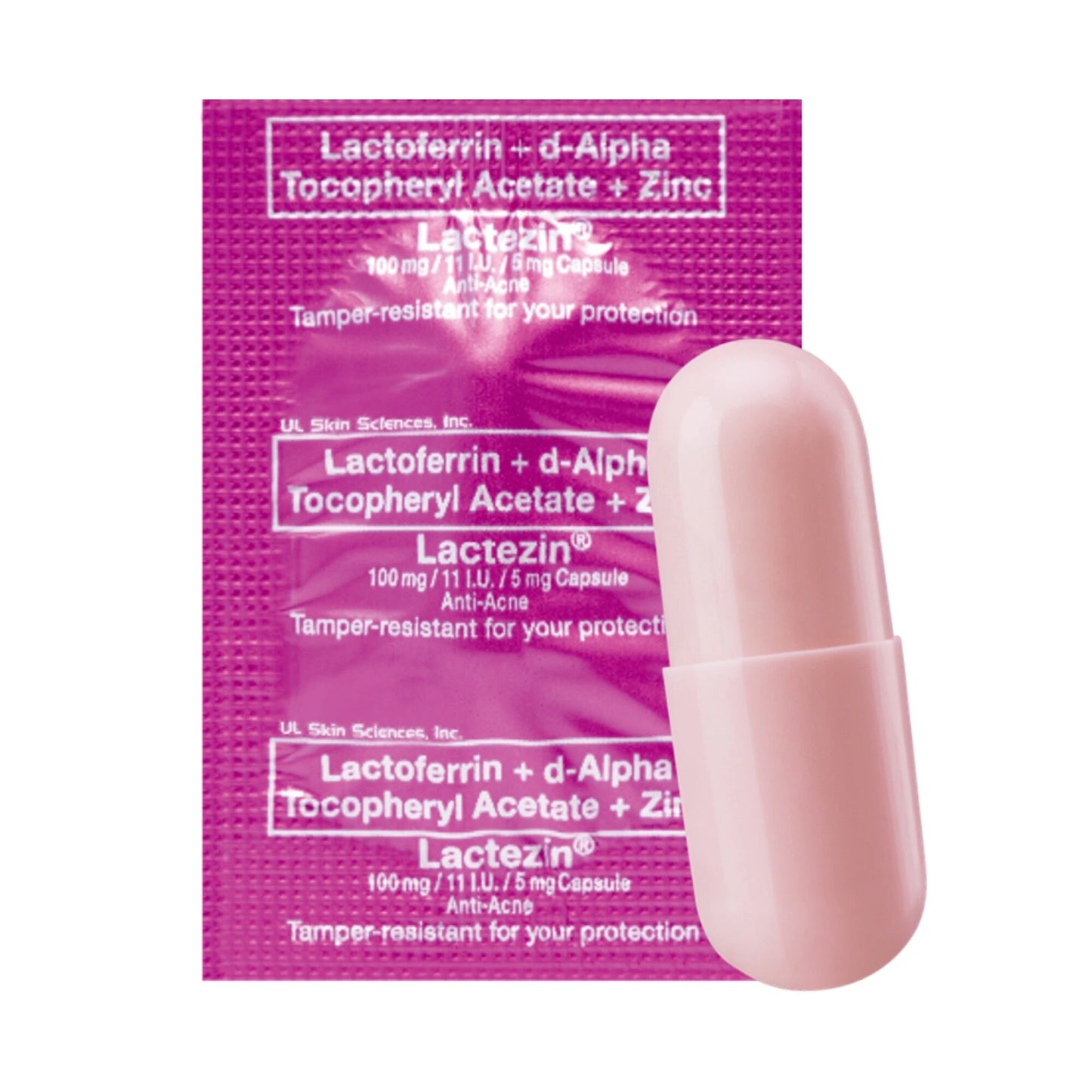 Lactoferrin + d-Alpha Tocopheryl Acetate + Zinc 100mg/11 IU/5mg Anti-Acne (1 Capsule)