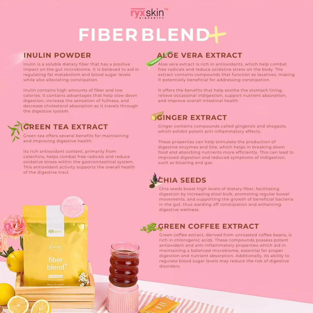 Fiber Blend+ Honey Lemon Powdered Juice Mix (10 Sachets)