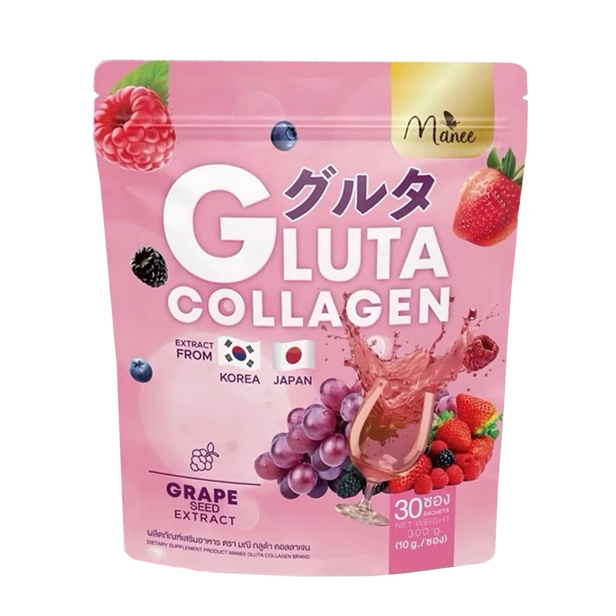 Manee Gluta Collagen Grape Seed Extract Dietary Supplement (30 Sachets)