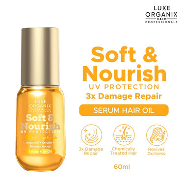 Translation missing: en.Soft &amp; Nourish Serum Hair Oil Argan Oil + Keratin + Manuka Honey Damage Repair 60ml