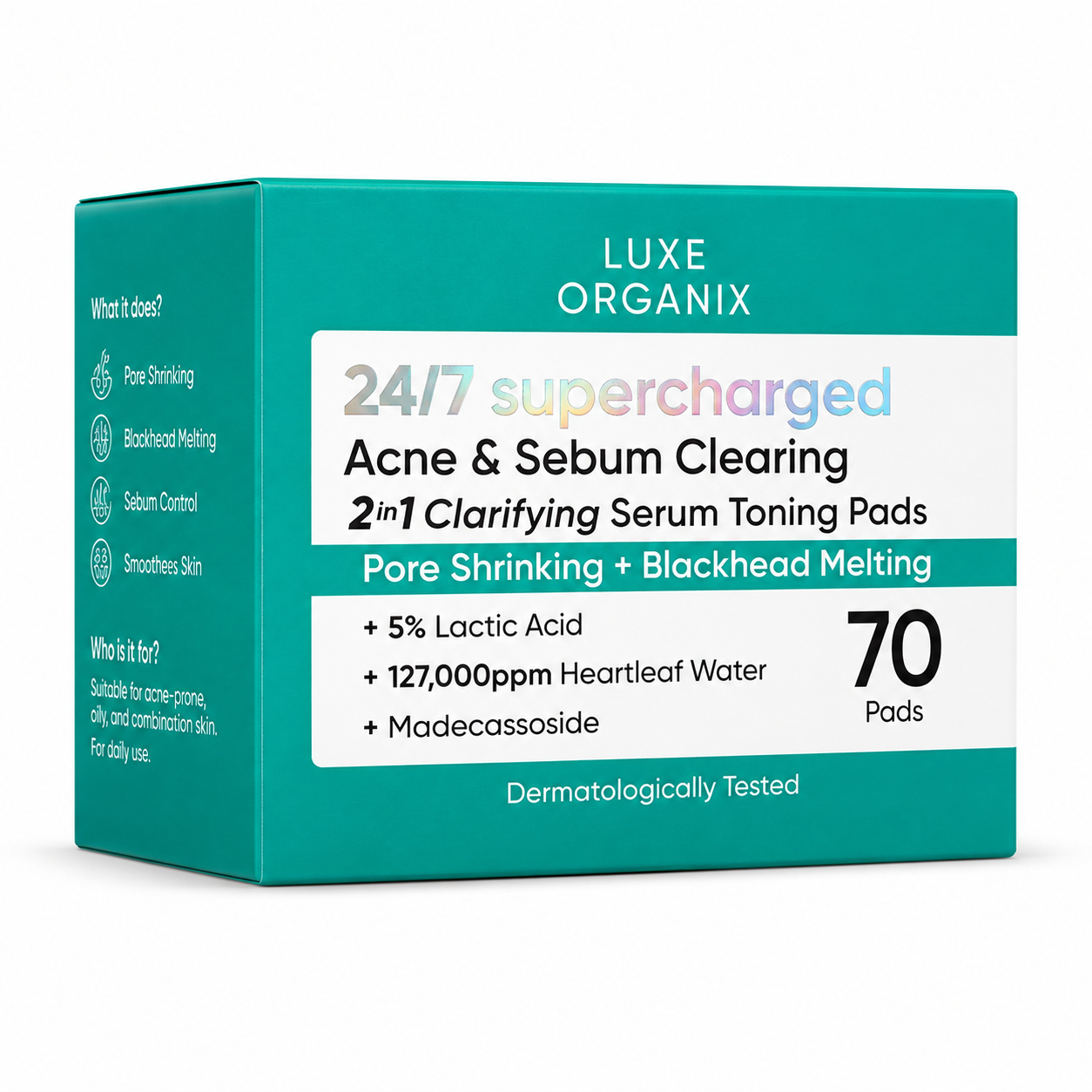 24/7 Supercharged Acne & Sebum Clearing 2-in-1 Clarifying Serum Toning Pads